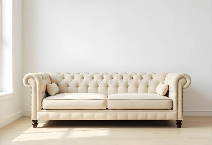 Contemporary Comfort Expensive Beige Sofa in an Empty Space